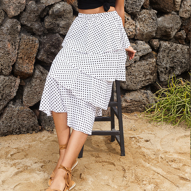 Printed Layered A-Line Midi Skirt