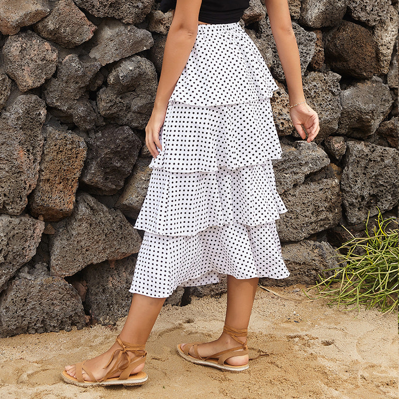 Printed Layered A-Line Midi Skirt