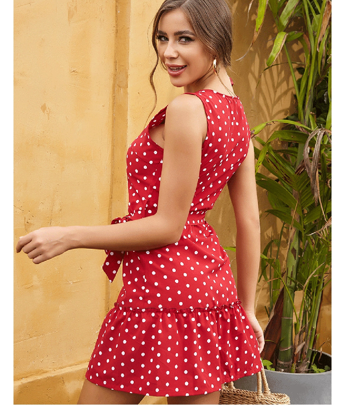 Red & White Polka Dot Mini Dress