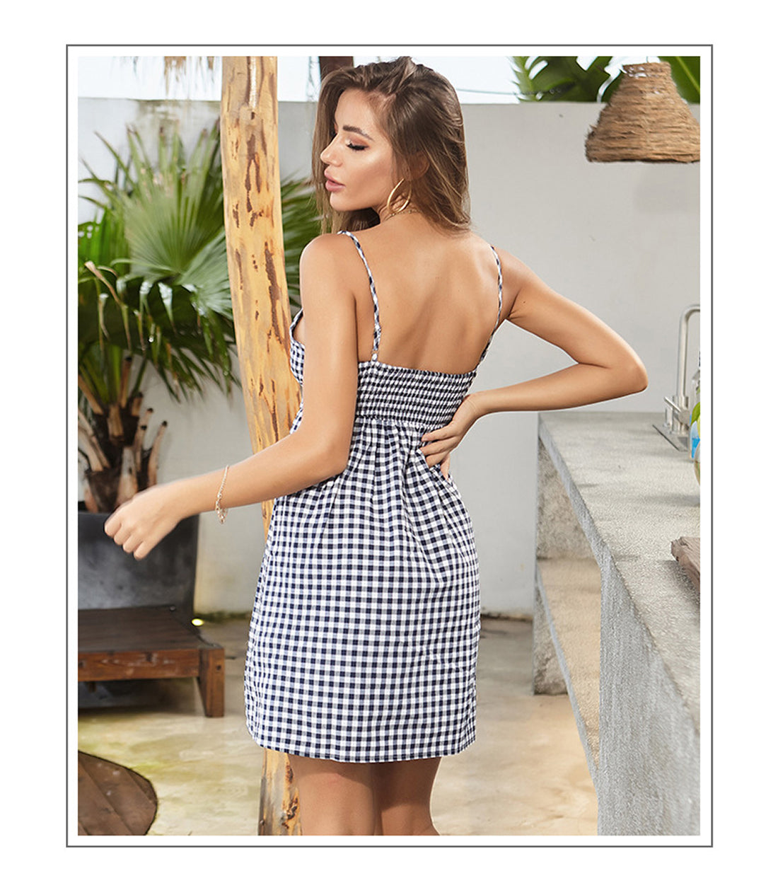 Black & White Checked Casual Mini Dress