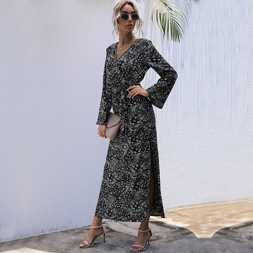 Black Floral Midi Dress