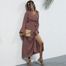 Maroon Floral Maxi Maxi Dress