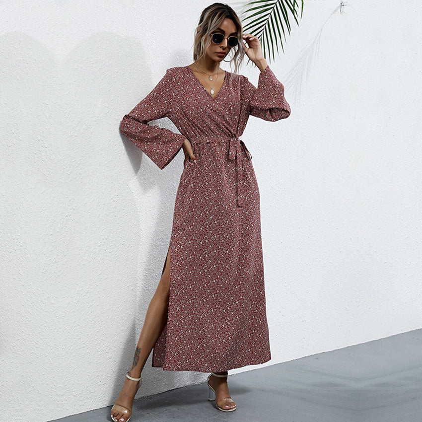 Maroon Floral Maxi Maxi Dress