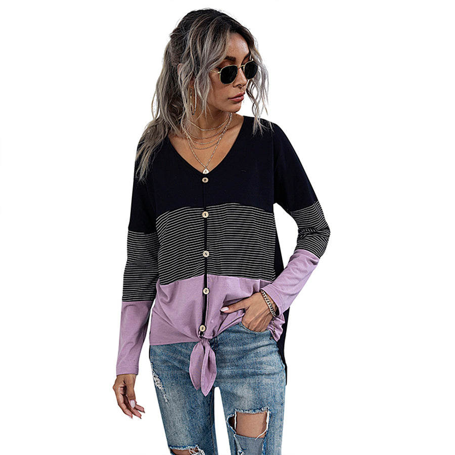 Women Black & White Colourblocked Shirt Style Longline Top