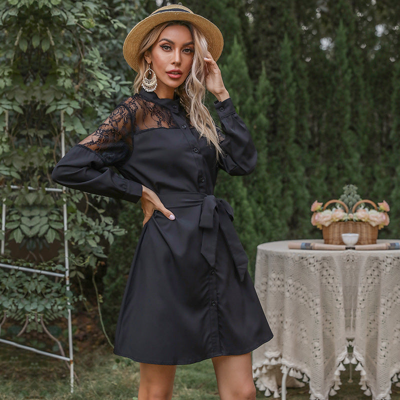 Women Black Knee Length A-Line Dress