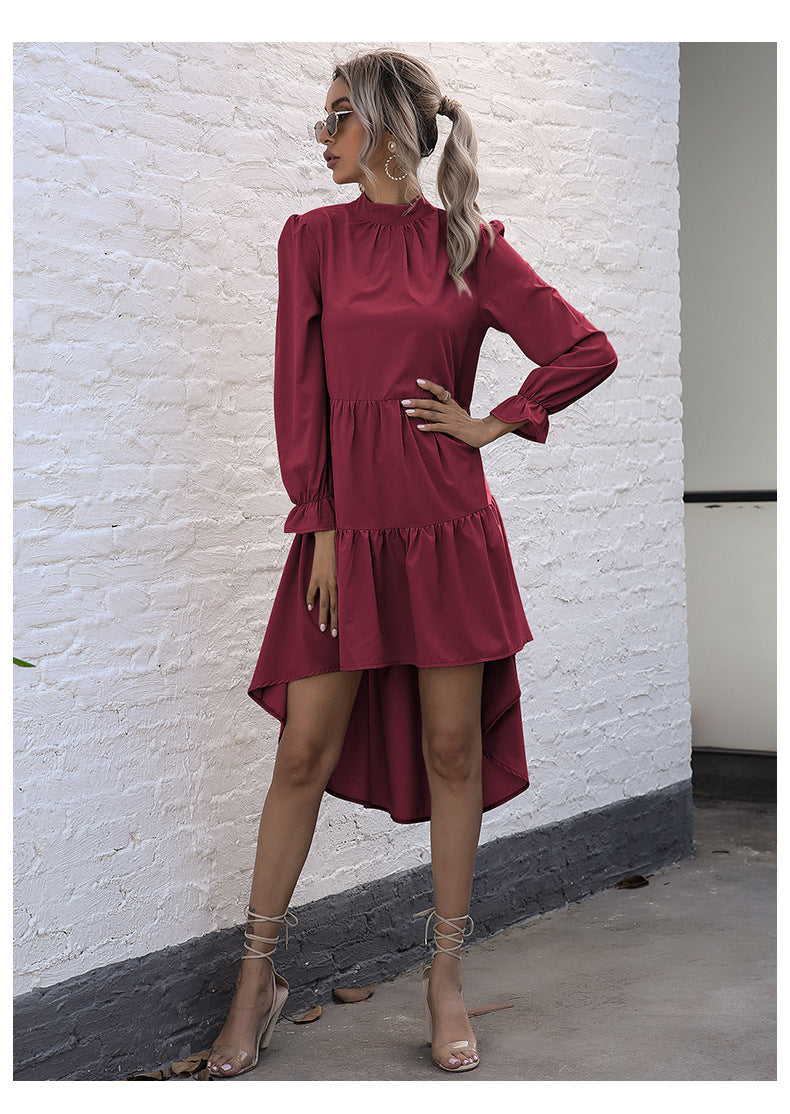 Maroon Layered Tiered A-Line Dress