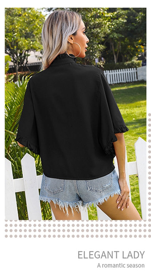 Black Solid High Neck Top