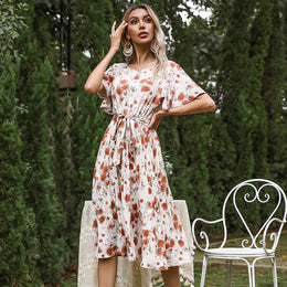 White Floral Fit and Flare Dress