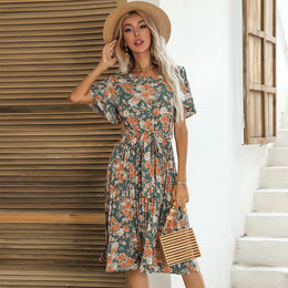 Women Green Floral A-Line Dress