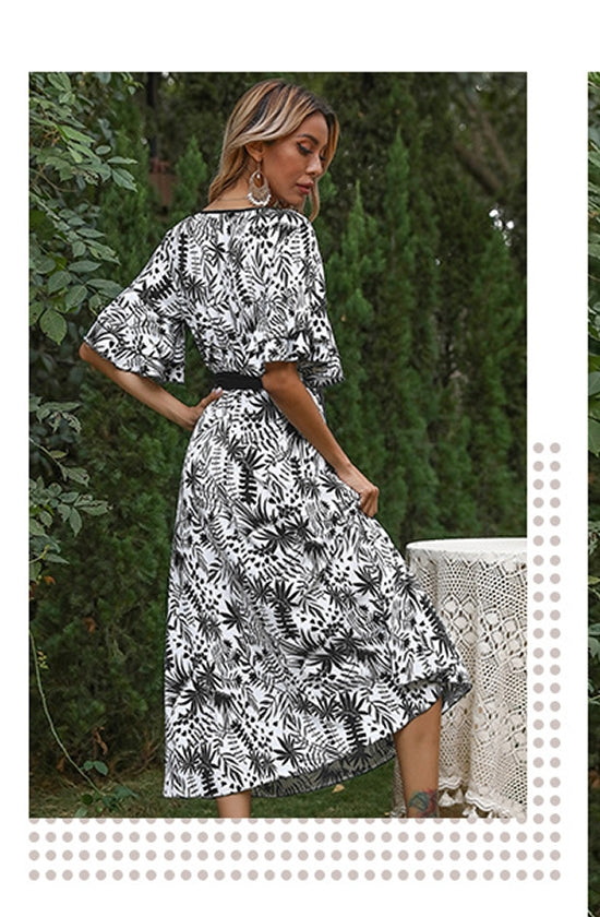 Women White Printed Fit & Flare Dress