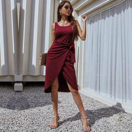 Women Maroon Wrap Dress