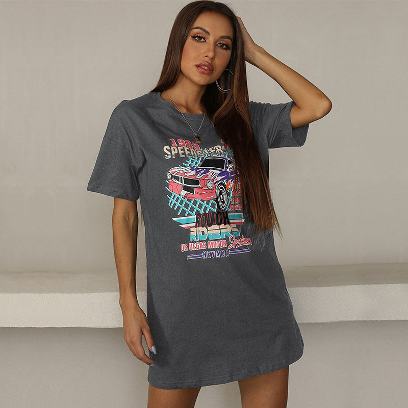 Graphic Printed T-shirt Mini Dress