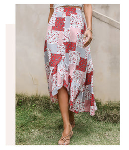 Printed Peplum Midi Skirts