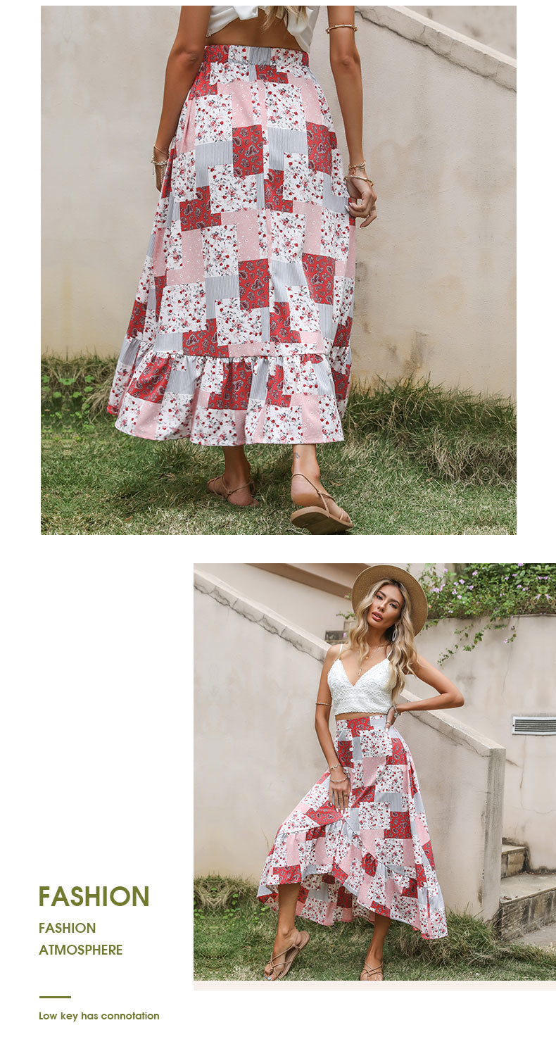 Printed Peplum Midi Skirts