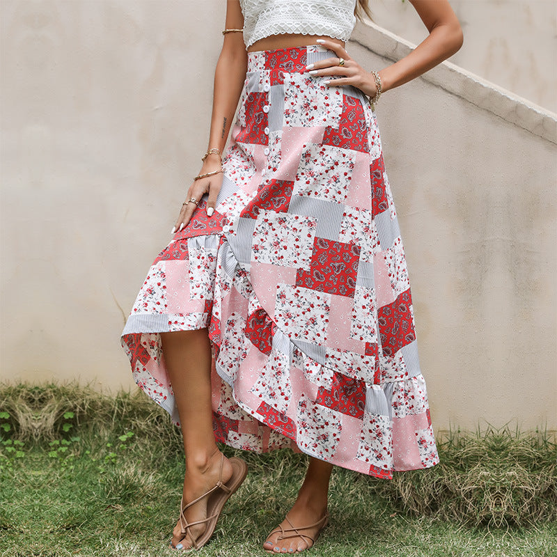 Printed Peplum Midi Skirts