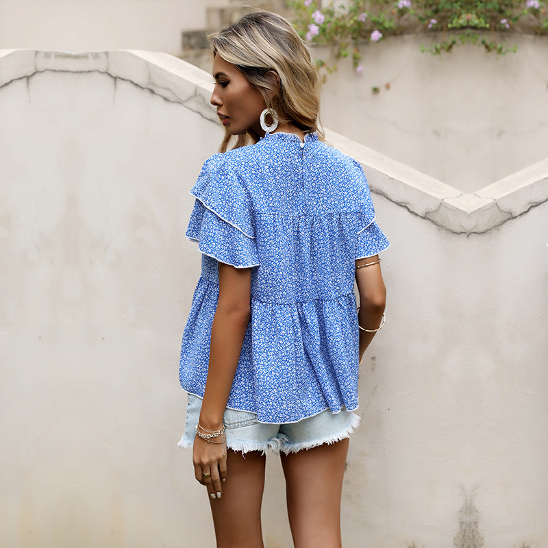 Women Blue Floral Print Top