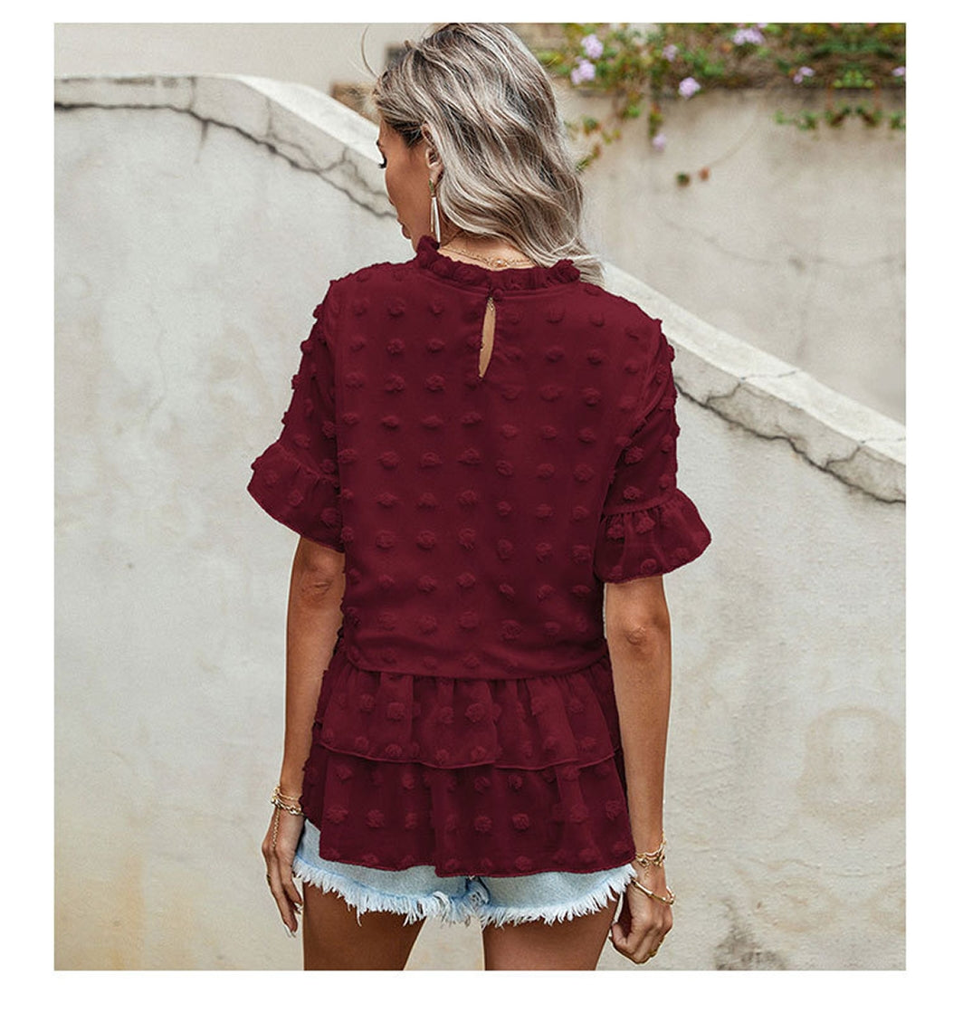 Women Maroon Peplum Tops
