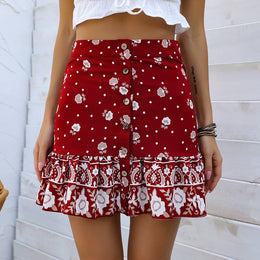 Printed Flared Mini Skirts