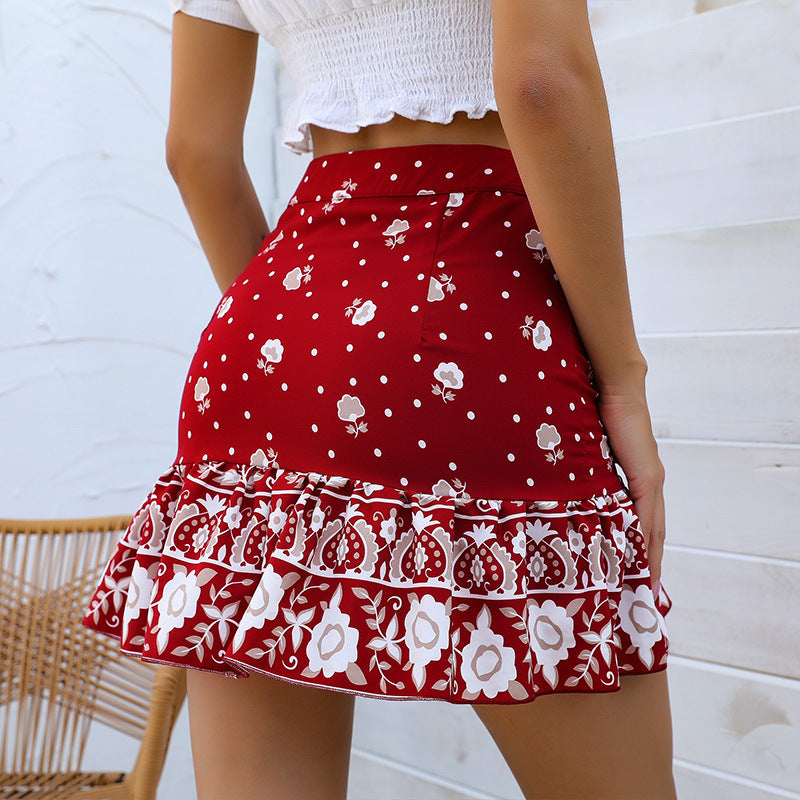 Printed Flared Mini Skirts