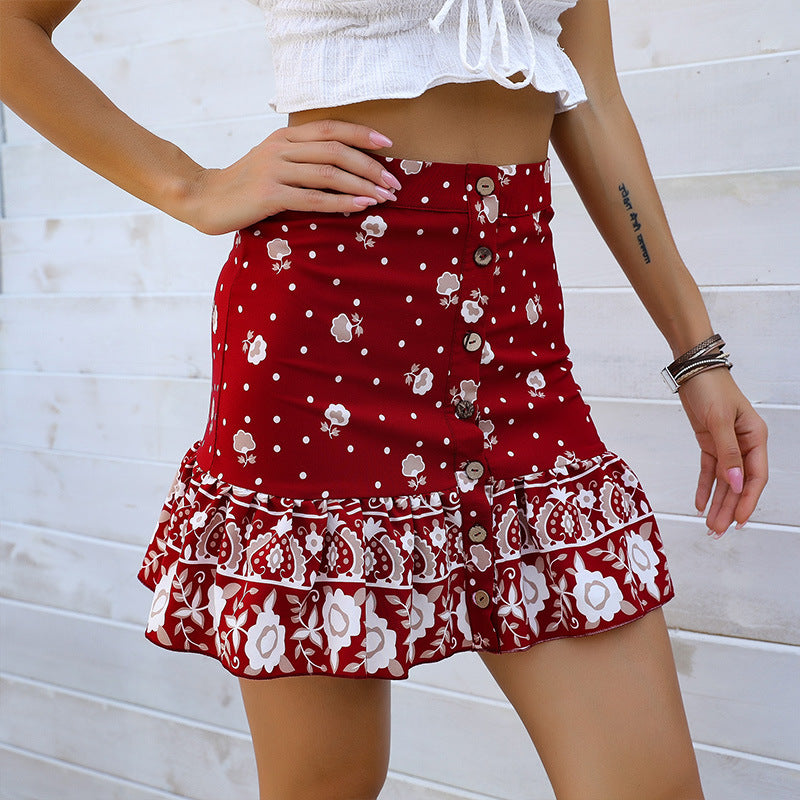 Printed Flared Mini Skirts
