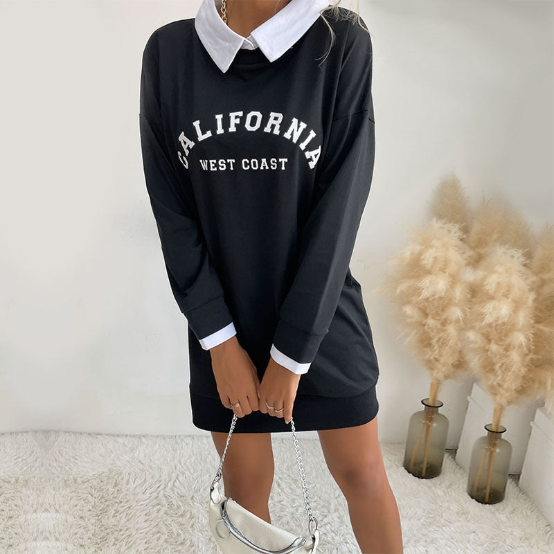 Black California West Coast Graphic T-shirt Dress