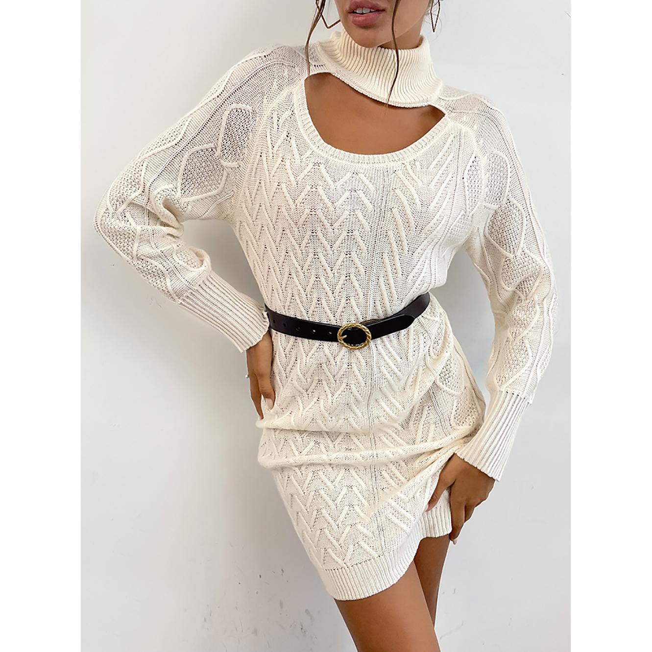 Embroidered Keyhole Neck Batwing Sleeve Jacquard Bodycon Dress