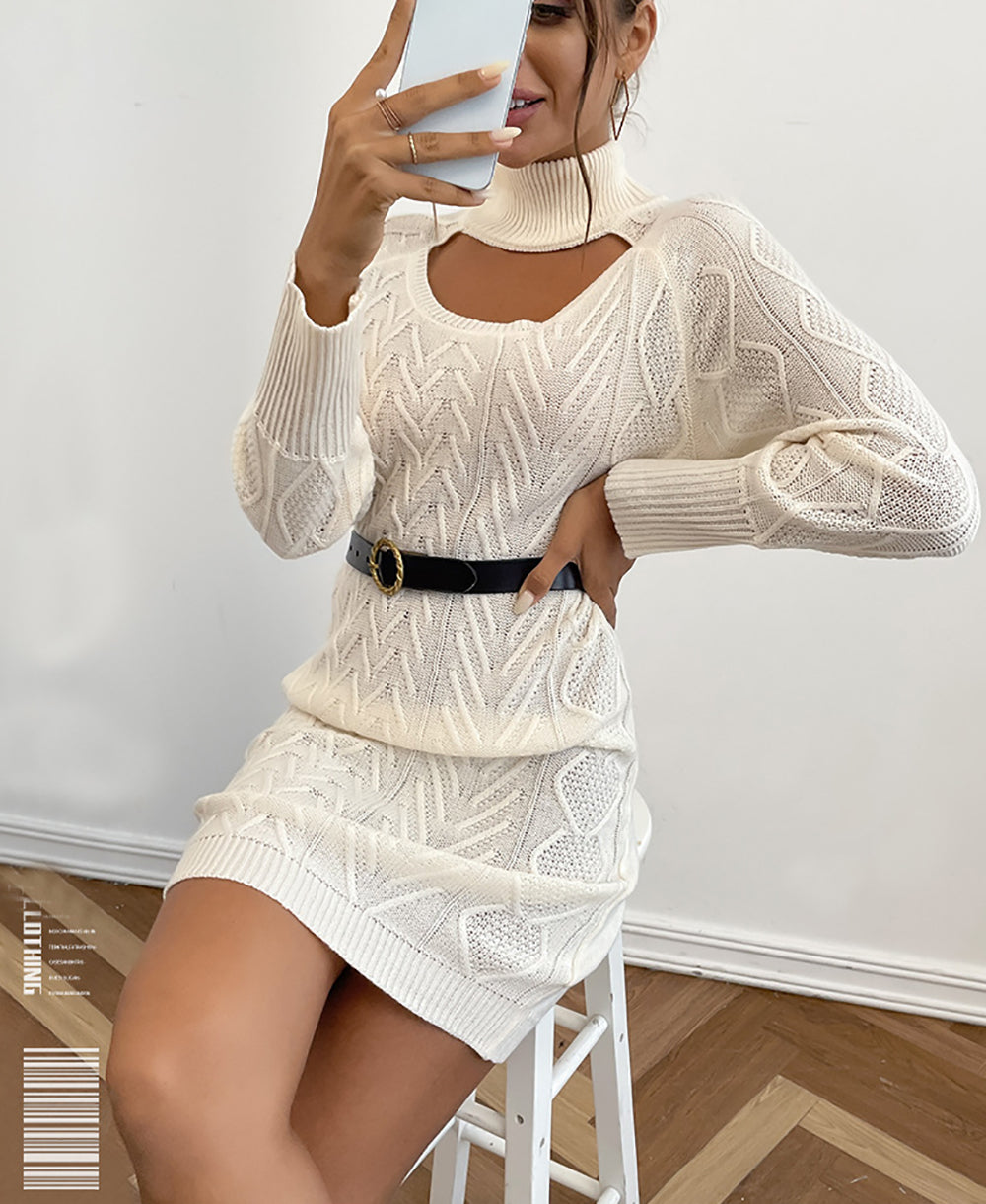 Embroidered Keyhole Neck Batwing Sleeve Jacquard Bodycon Dress