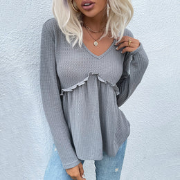 Grey V-Neck Top
