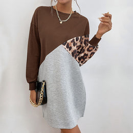 Brown Colourblocked T-shirt Dress