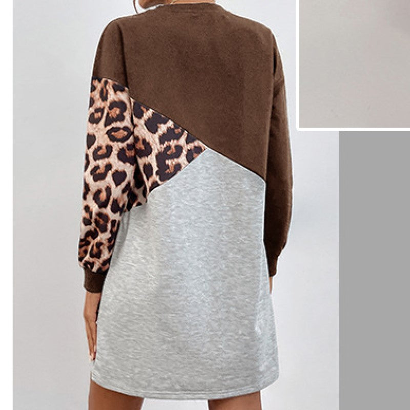 Brown Colourblocked T-shirt Dress