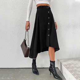 Black A-line Midi Skirt
