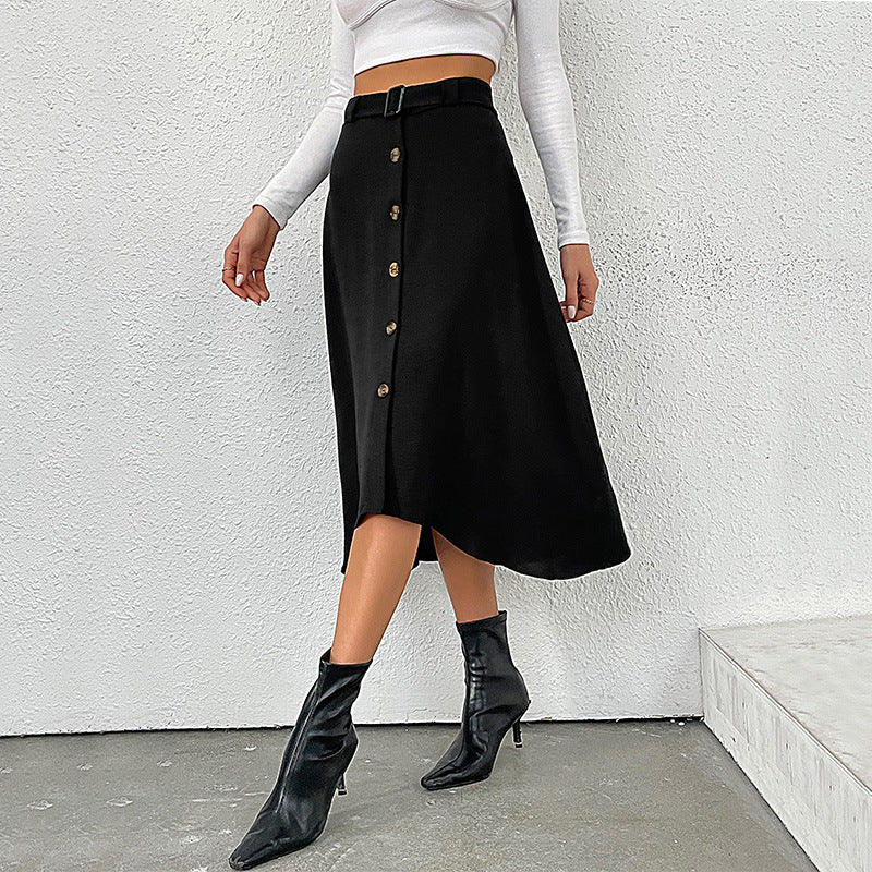 Black A-line Midi Skirt
