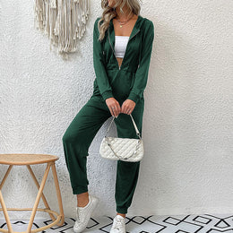 Green V-Neck Basic Jumpsuit