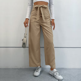 Women Khaki High-Rise Parallel Trousers