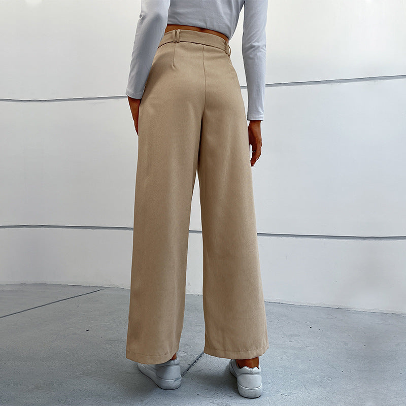 Women Khaki High-Rise Parallel Trousers