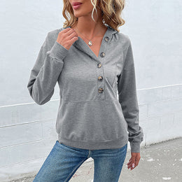 Grey Hooded Raglan Sleeve Top