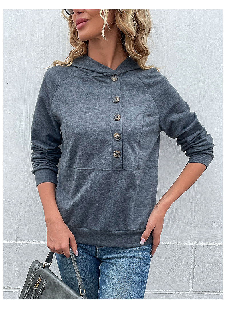 Hooded Cuffed Sleeves Shirt Style Top
