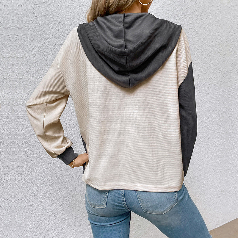 Grey Colourblocked V-Neck Top