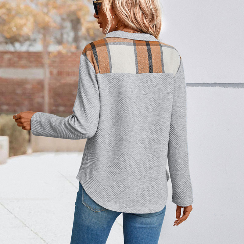 Grey V-Neck Casual Top