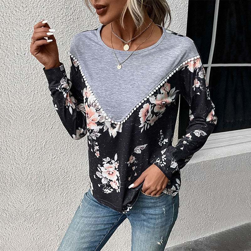 Floral Printed Cuffed Sleeves Top