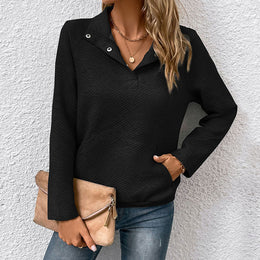 Black Geometric Shirt Collar Top