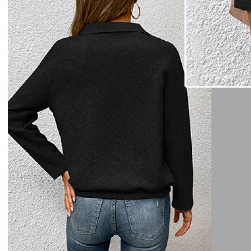 Black Geometric Shirt Collar Top