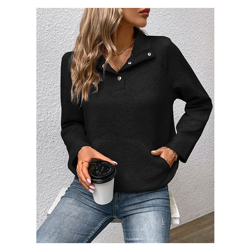 Black Geometric Shirt Collar Top