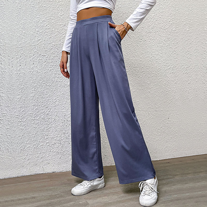 High-Rise Easy Wash Pleated Parallel Trousers