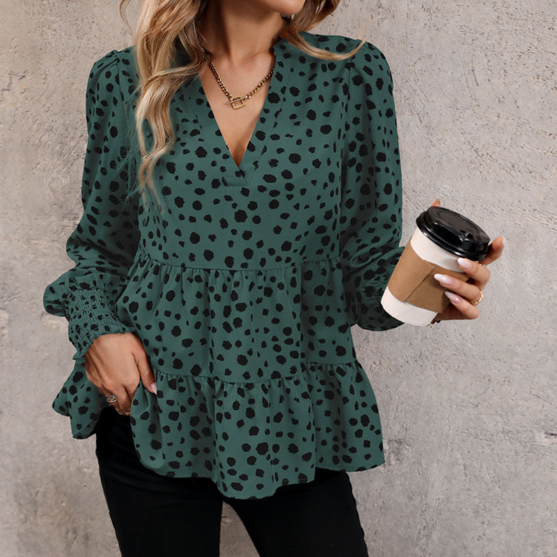 Polka Dot Printed Tiered Top