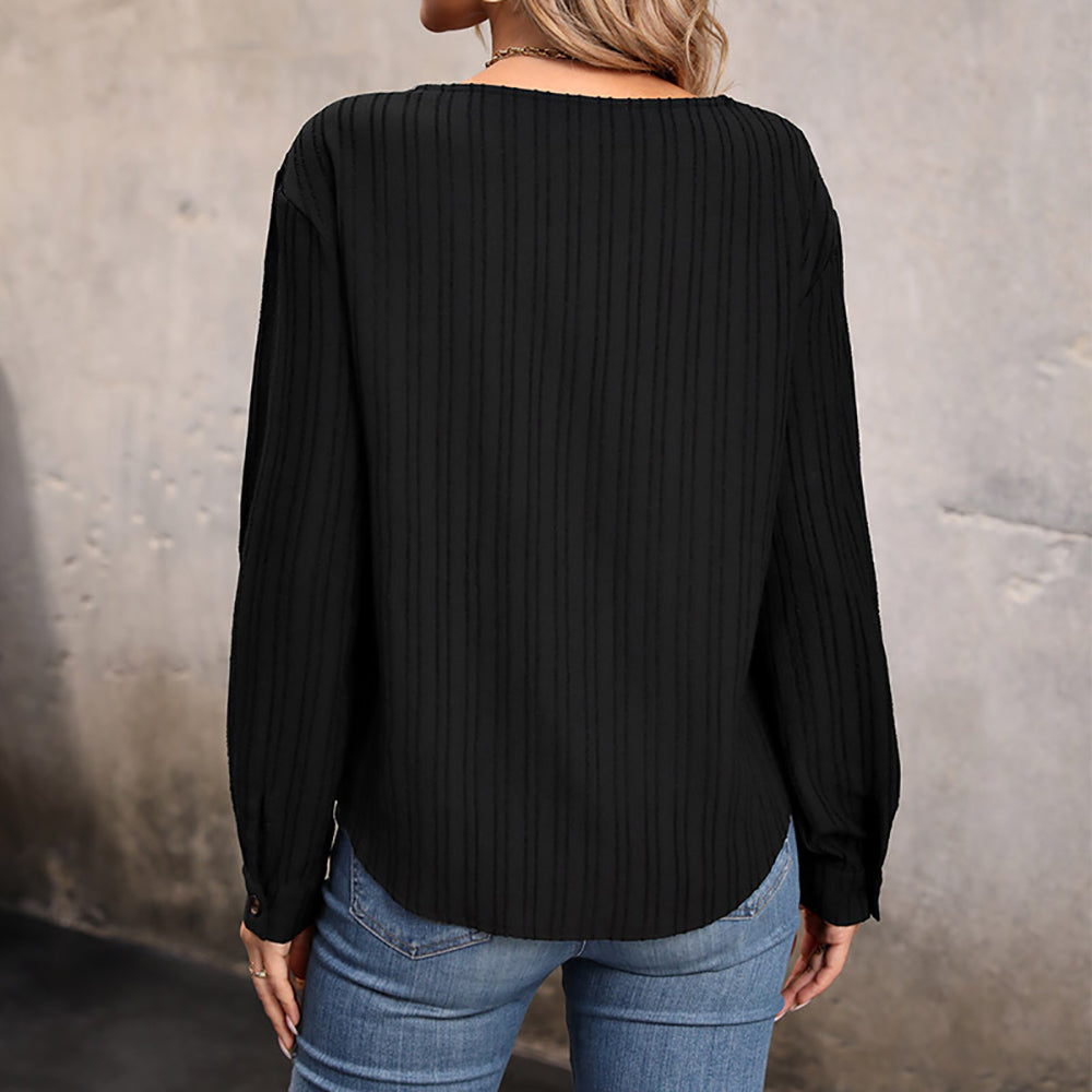 Women Vertical Striped V-Neck Top