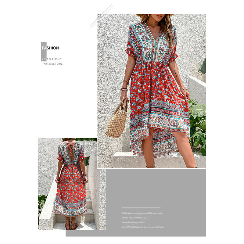 Floral Printed Extended Sleeves Fit & Flare Dress