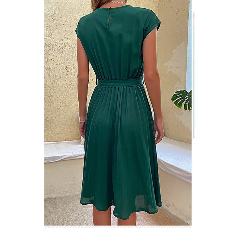 Green Extended Sleeve A-Line Dress