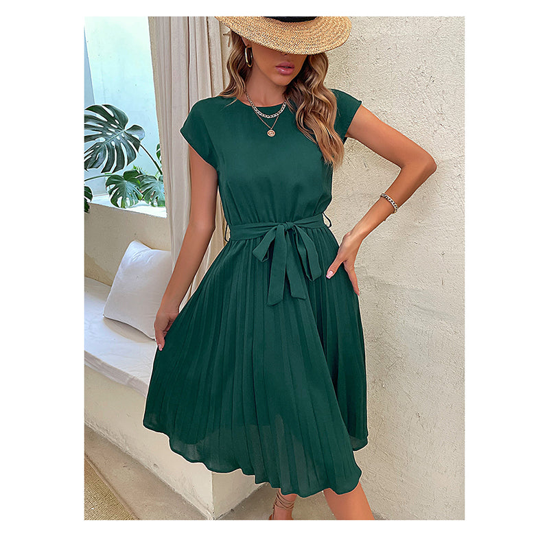 Green Extended Sleeve A-Line Dress