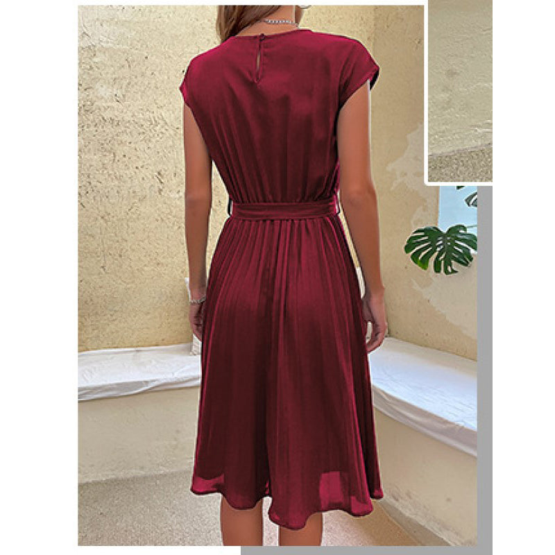 Maroon Extended Sleeves Fit & Flare Midi Dress